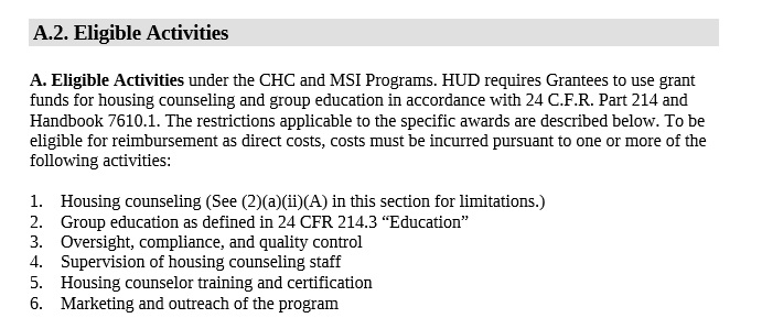[Eligible Activities]