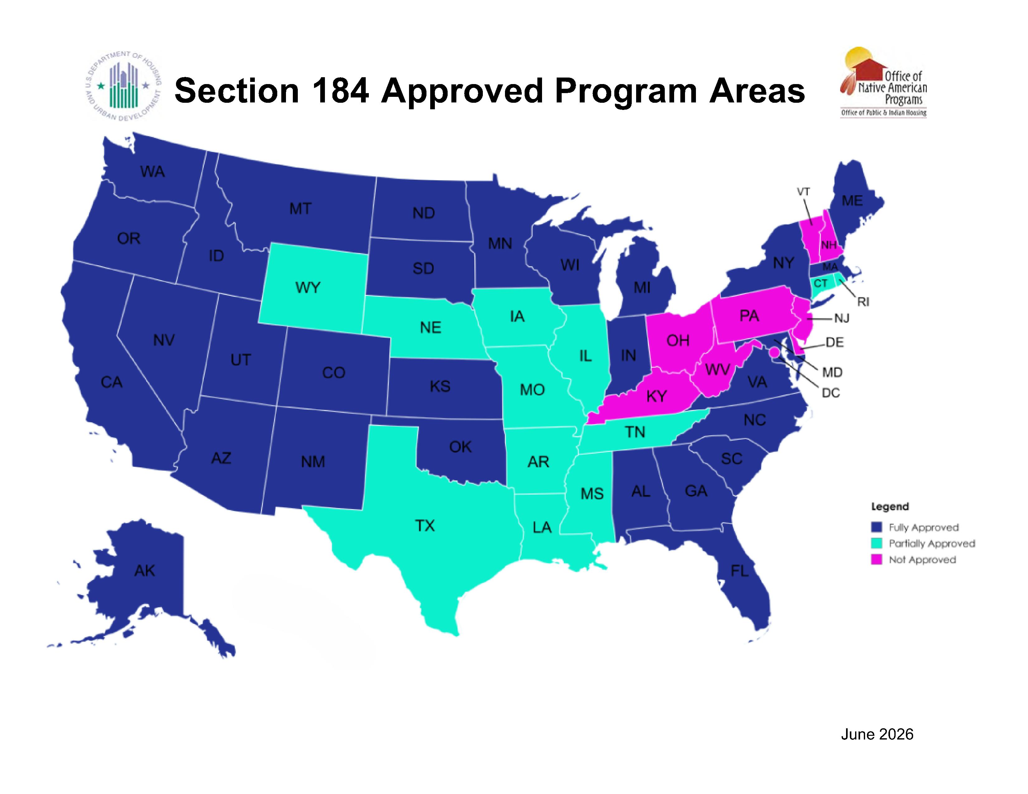 Map of Section 184 Loan Guarantee Approved States Map of Section 184 Loan Guarantee Approved States