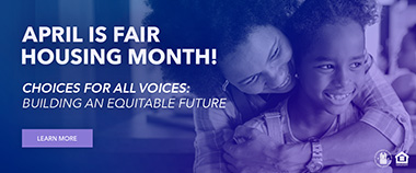 Graphic of Fair Housing Month imagery and text