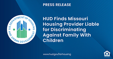 Graphic of FHEO Press Release text and HUD logo