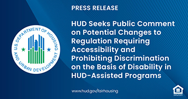 Graphic of FHEO Press Release text and HUD logo