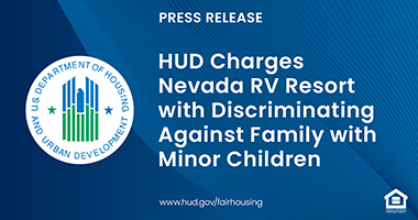 Graphic of FHEO Press Release text and HUD logo