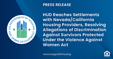 Graphic of FHEO Press Release text and HUD logo