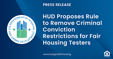 Graphic of FHEO Press Release text and HUD logo