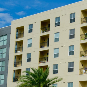 Exterior of multistory apartment building Exterior of multistory apartment building
