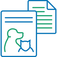 Document with animal symbols icon