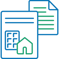 Document with housing symbols icon