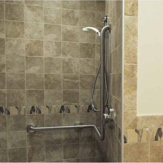 Shower with grab bars Shower with grab bars