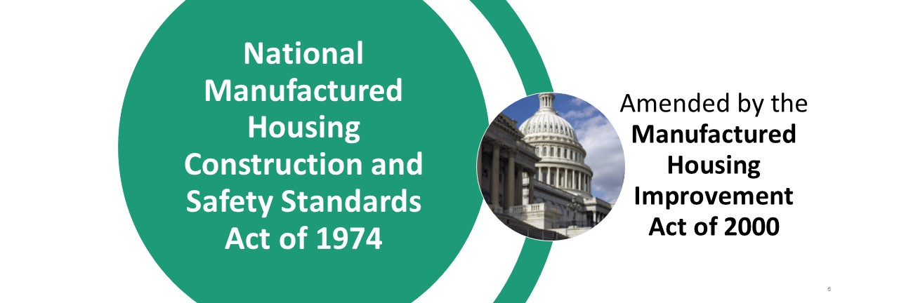 National Manufactured Housing Construction and Safety Standards Act of 1974 - Amended by the Manufactured Housing Improvement Act of 2000 graphic