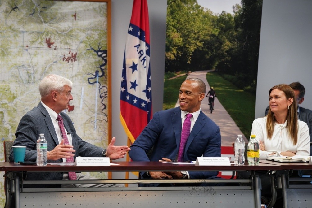 Secretary Turner, Governor Sanders and Rep. Womack held a roundtable to discuss localized solutions to the affordable housing challenges in Northwest Arkansas and how HUD is implementing the President’s Executive Order to expand housing supply while bringing costs down for the American people