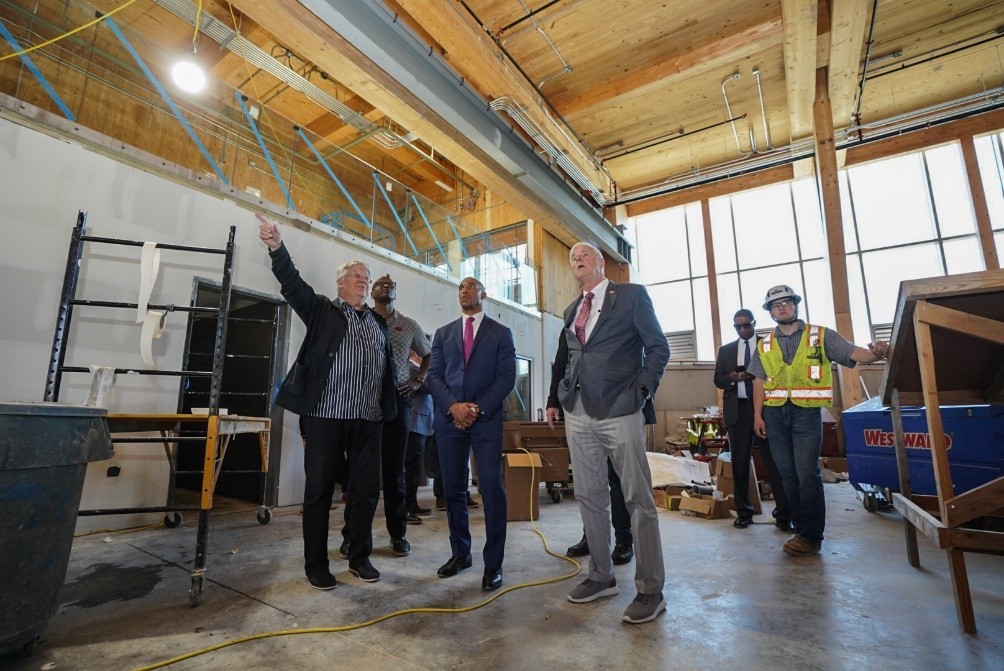 Secretary Turner and Rep. Womack visited the Anthony Timberlands Center for Design and Materials Innovation at the University of Arkansas, set to open in summer 2025. The center will explore innovative wood product applications in architecture and construction, including affordable housing prototypes