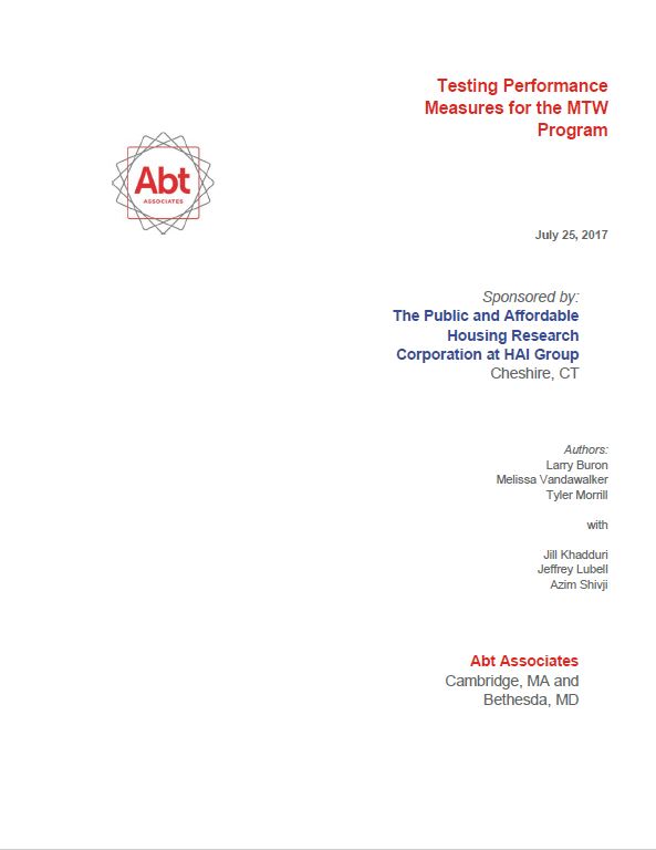 Abt Testing Performance Measures for the MTW Program cover page