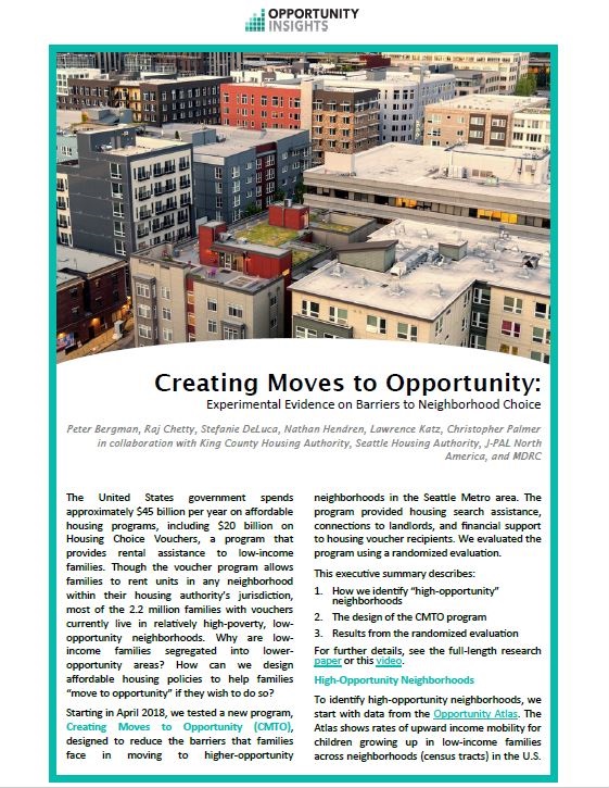 Cover page of the Creating Moves to Opportunity report