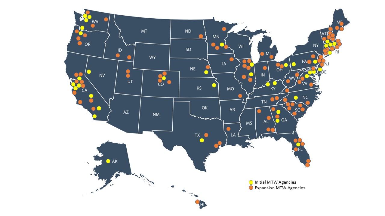 Map showing location of MTW agencies