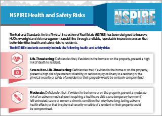 A thumbnail representation of the top half of the NSPIRE Health and Safety Factsheet PDF.