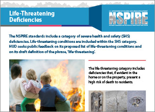A thumbnail representation of the top half of the NSPIRE Life-threatening Deficiencies Factsheet PDF.