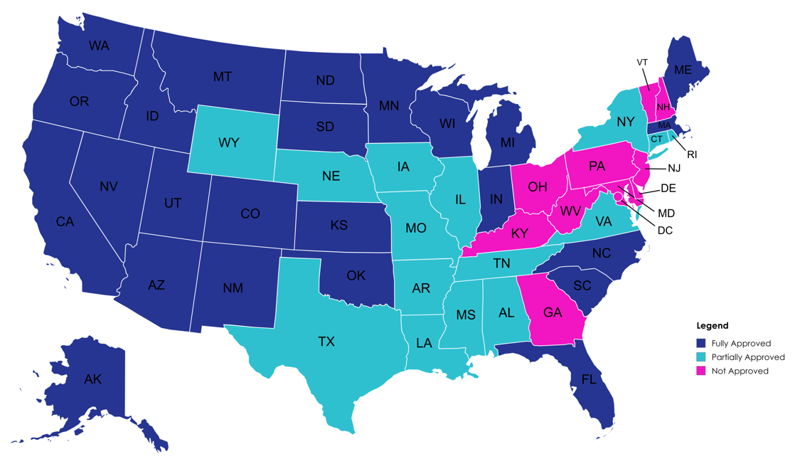 Map of States Approved for Section 184 Loan Guarantee Program