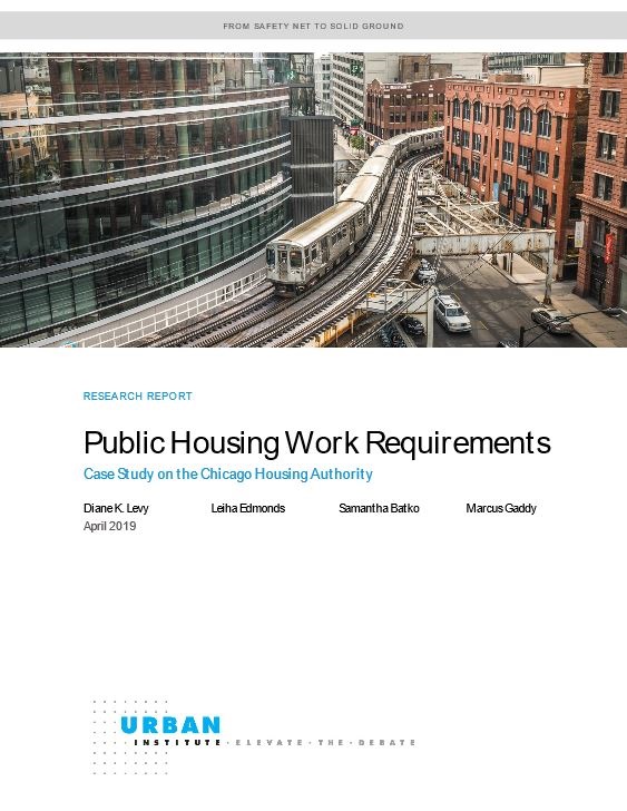 Cover page of the Public Housing Work Requirements Urban Institute report