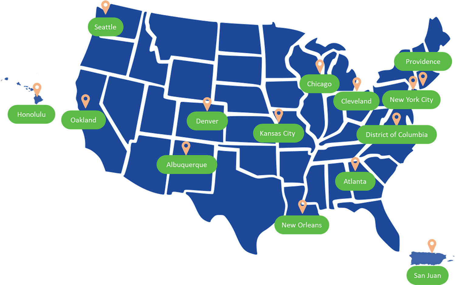 Map of the locations the Get Ready series events will be held